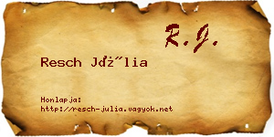 Resch Júlia névjegykártya